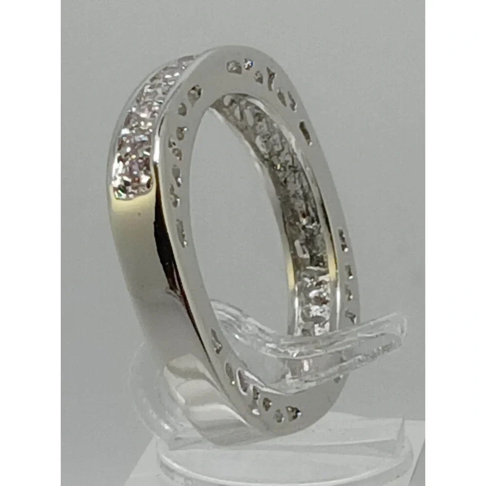 Unique Vintage White Gold GP Round Cut Sim Diamond CZ Stack Wedding Ring‎ Size 8